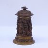 Sculptural Bronze Cup with Feast Scenes