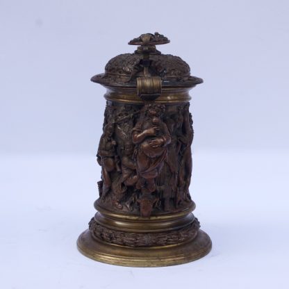 Sculptural Bronze Cup with Feast Scenes