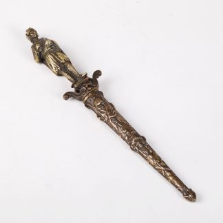 Antique Romantic European dagger with the figure on the handle. Dimensions:25 cm. long.