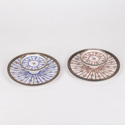Pair of French Porcelain and silver mounted serving plates