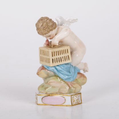 Antique MEISSEN Caged Captured Heart TE LE CAPTIVE Cupid Putti Figure
