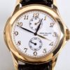 (English) Philippe Patek gold men"s wrist watch with leather strap