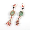 (English) Gold earrings with jade stone in a box - 图片 4