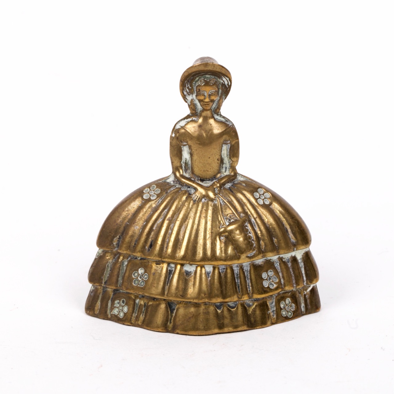 Antique brass bell in a shape of a woman