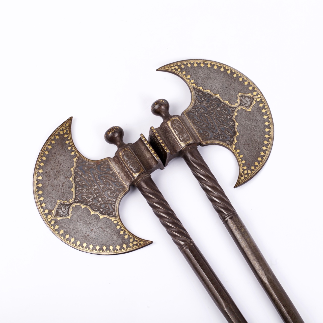 A pair of 19th Century Indo Persian Tabar axes  Antique 