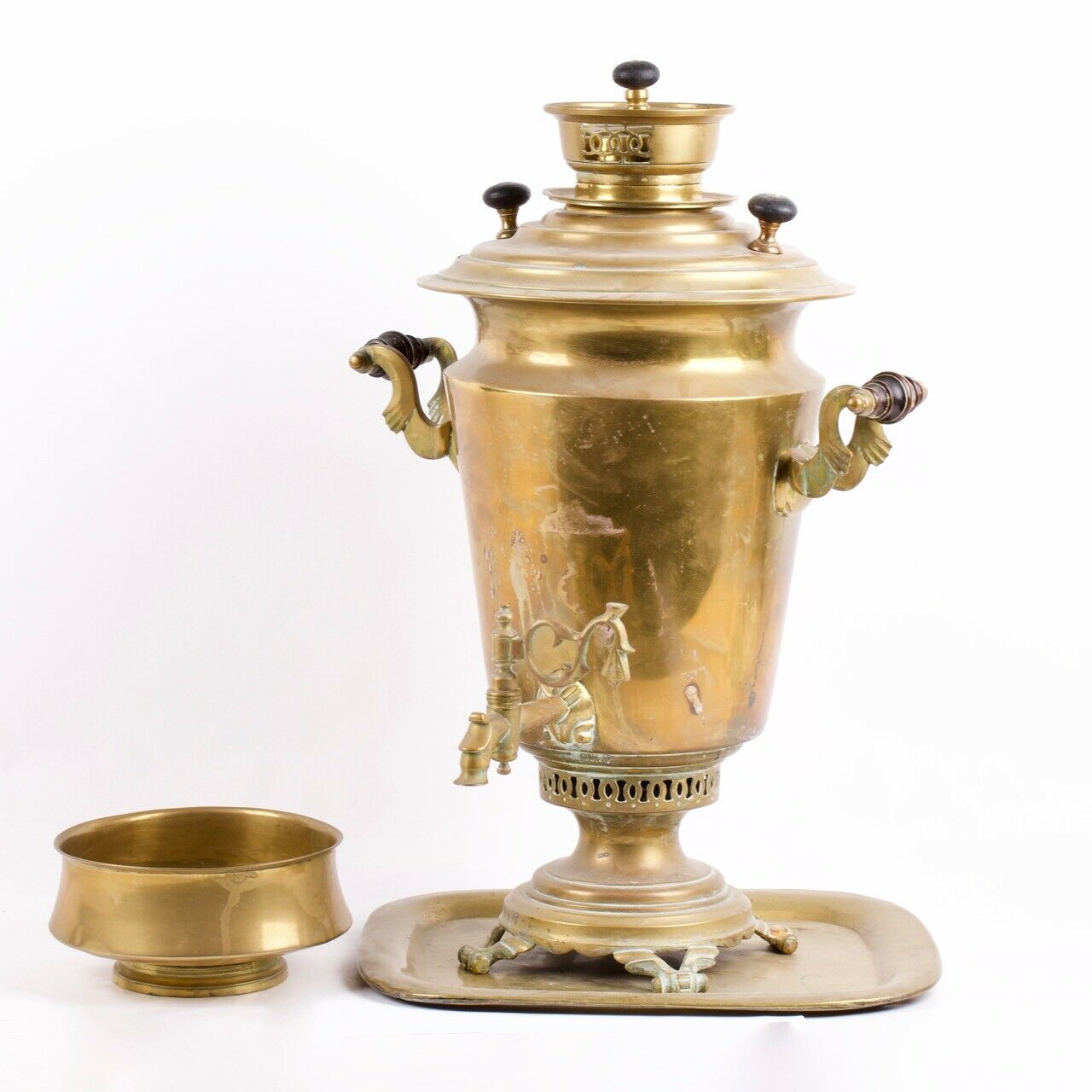 Russian brass samovar of Vorontsov brothers in the shape of