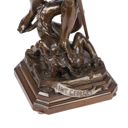 A Huge bronze St. George slaying the dragon signed by the artist “Emile Picault” Late 19th.