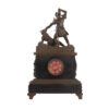 Antique large mantel clock made of bronze and black marble depicting a battle between a crusader and a Turk or Moor.