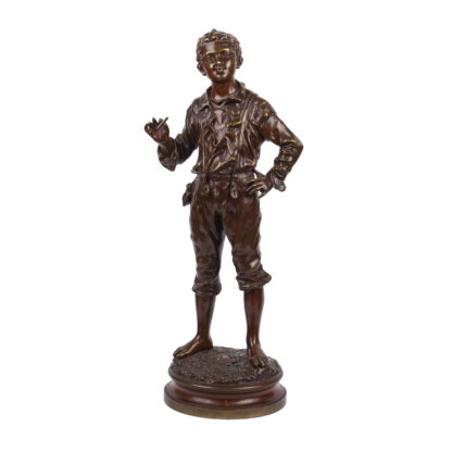 An antique bronze sculpture with double patina "Dreaming young man with a cigarette" Charles ANFRIE (1833-1905)