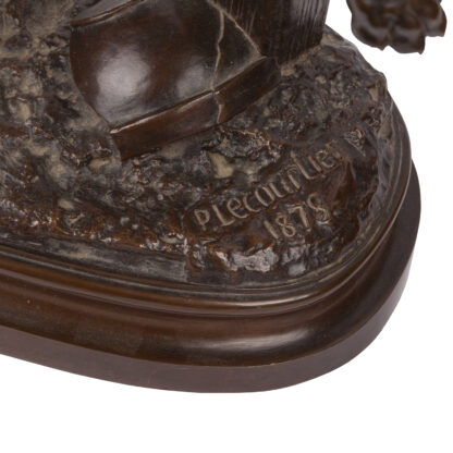 An antique bronze sculpture "Beware of the dog". Signed PROSPER LECOURTIER (1855 - 1924) and dated 1879.