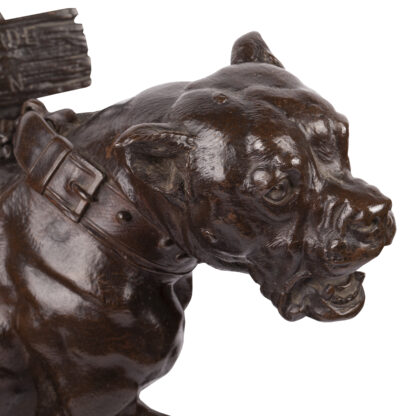 An antique bronze sculpture "Beware of the dog". Signed PROSPER LECOURTIER (1855 - 1924) and dated 1879.