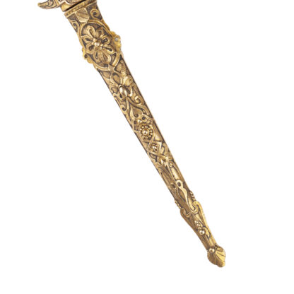 A nice small 19th century detailed romantic dagger Very detailed and gilded bronze dagger.