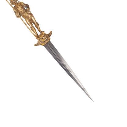 A nice small 19th century detailed romantic dagger Very detailed and gilded bronze dagger.