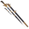 A Bavarian presentation hirswanger, dagger, sword with decorated blue gilding blade