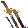 A Bavarian presentation hirswanger, dagger, sword with decorated blue gilding blade