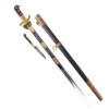 A Bavarian presentation hirswanger, dagger, sword with decorated blue gilding blade