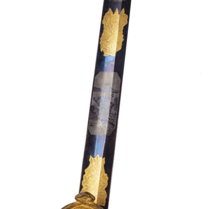 A Bavarian presentation hirswanger, dagger, sword with decorated blue gilding blade