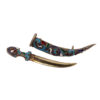 A Russian Imperial Time silver and cloisonne enamel brooch in a shape of kindjal.