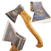 A very rare Russian (early Soviet) decorative axe with scenes of forest cuttin and South Urals landscape