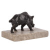 A small bronze figure of a wild boar on a stone stand - Image 2