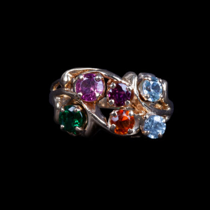 Gold ring with colorful stones