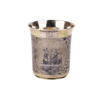 A Russian silver-gilt and niello cup