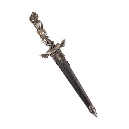 Antique Romantic-Era Dagger – Exquisite French Silver-Plated Brass Hilt with Mythological Motifs - Image 2