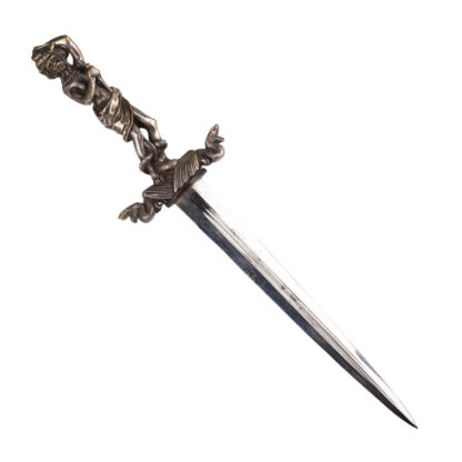 Antique Romantic-Era Dagger – Exquisite French Silver-Plated Brass Hilt with Mythological Motifs - Image 6