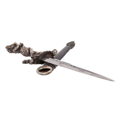 Antique Romantic-Era Dagger – Exquisite French Silver-Plated Brass Hilt with Mythological Motifs - Image 4
