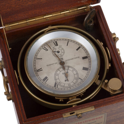 德国古董航海钟 GUB Glashütte 编号8938 | 黄铜精密航海时钟 含原装木盒 - 图片 2