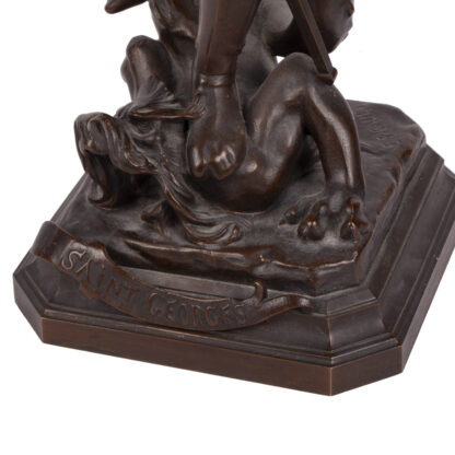 A bronze sculpture of St. George slaying the dragon signed by the artist “Emile Picault” - Image 2