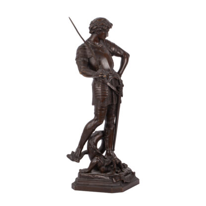 A bronze sculpture of St. George slaying the dragon signed by the artist “Emile Picault” - Image 6