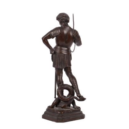 A bronze sculpture of St. George slaying the dragon signed by the artist “Emile Picault” - Image 5