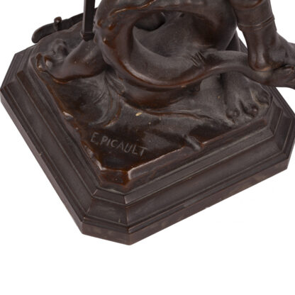 A bronze sculpture of St. George slaying the dragon signed by the artist “Emile Picault” - Image 4