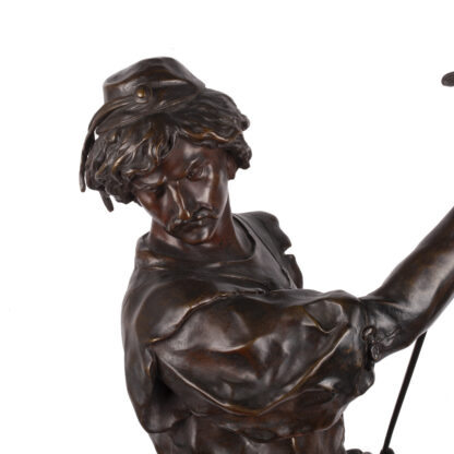 "Émile Picault Bronze Fencer Sculpture | Signed 72cm Allegorical Art, 1863-1915" - Image 2
