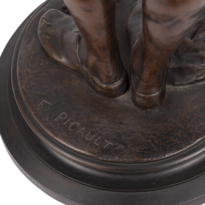"Émile Picault Bronze Fencer Sculpture | Signed 72cm Allegorical Art, 1863-1915" - Image 5