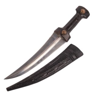 19th Century Oriental Kindjal-Type Dagger with Leather-Covered Scabbard