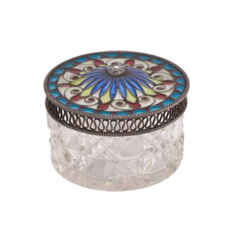 Russian Crystal, Silver and Plique-à-Jour Enamel Snuff Box