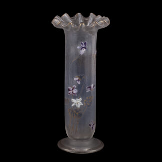 Legras Art Nouveau Glass Vase with Enamelled Violets, France, circa 1900