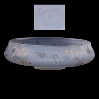 Daum Nancy Art Nouveau Opalescent Glass Bowl with Honeysuckle, circa 1900