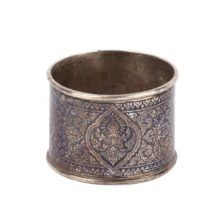 Antique Sterling Silver Napkin Ring with Niello Oriental Decoration