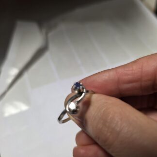 18K White Gold Diamond and Blue Sapphire Ring, France, 750 Gold