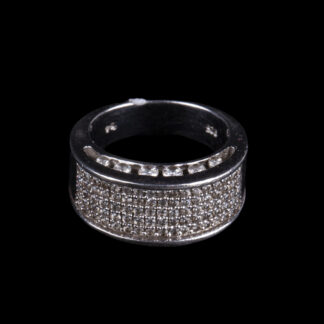 925 Sterling Silver Wide Pavé Ring with Clear Stones