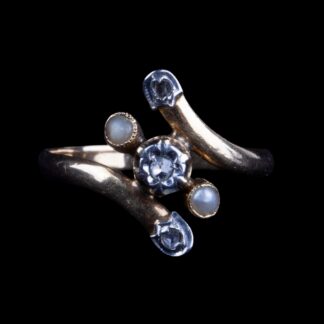 Yellow Gold Ring with White Stone Accents, Unmarked